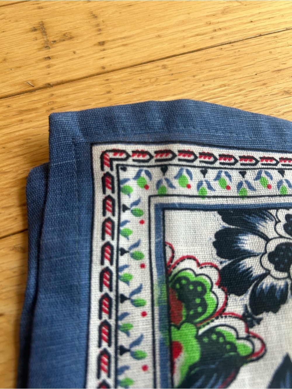 Set of 2 Fingercraft Floral Bird Cotton Linen Tablecloths Blue Multicolor - Picture 5 of 16